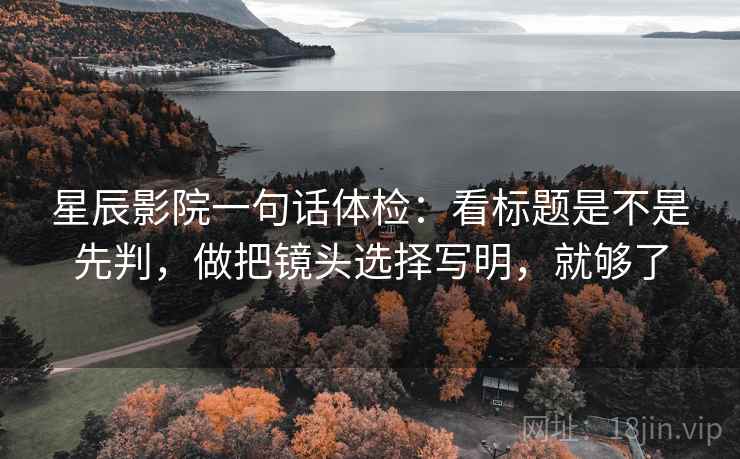 星辰影院一句话体检:看标题是不是先判,做把镜头选择写明,就够了 星辰影院一句话体检:看标题是不是先判,做把镜头选择写明,就够了